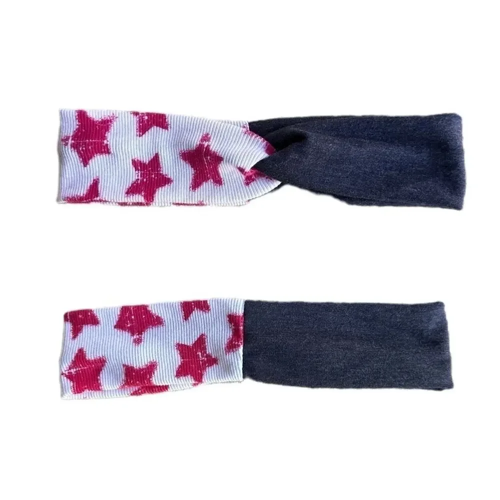 Headband Handmade red star white blue twist